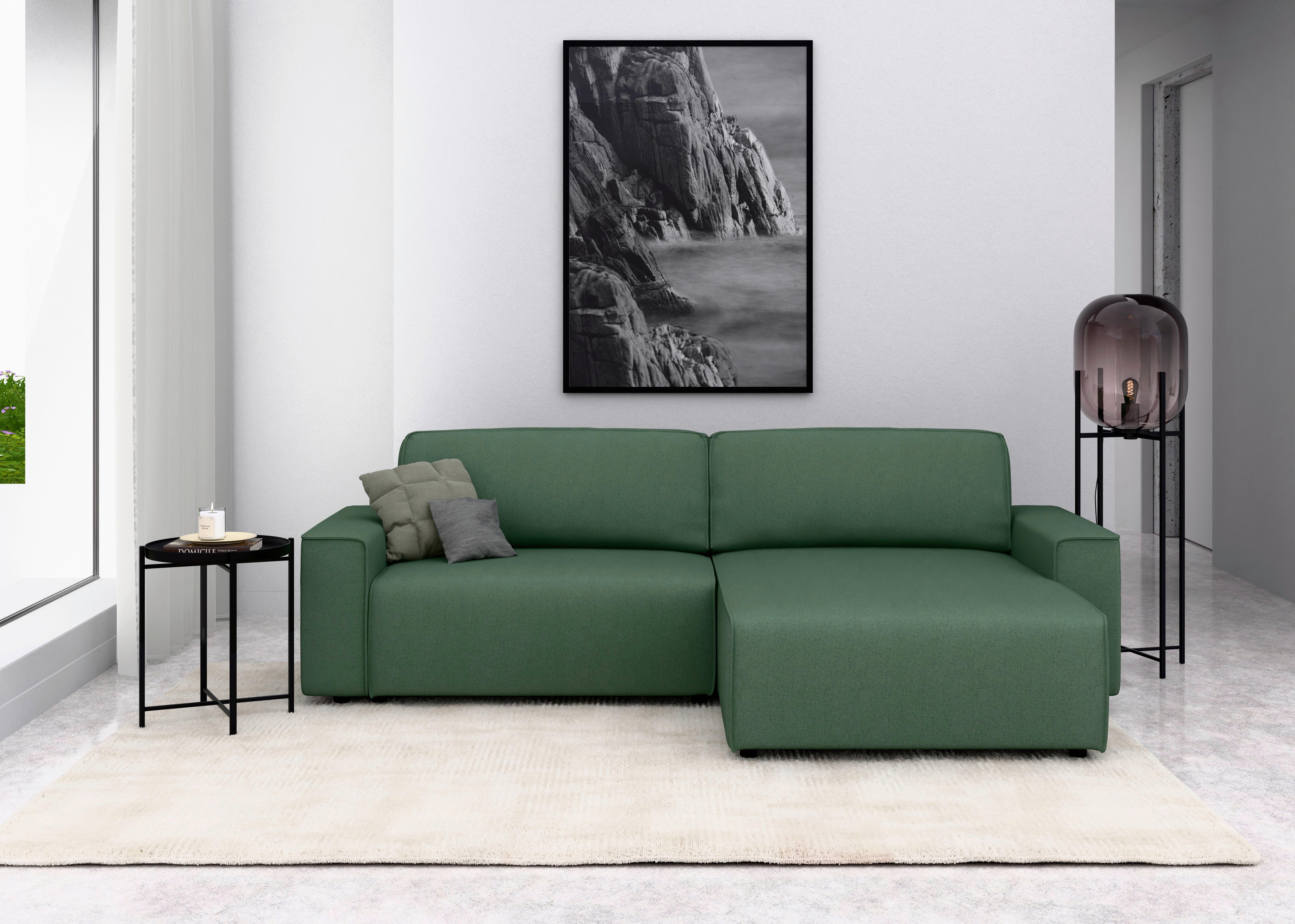 Ecksofa Chance, Grün S: 265x164 cm - Schwarz/Grün, MODERN, Textil (265/164cm) - Trendmanufaktur