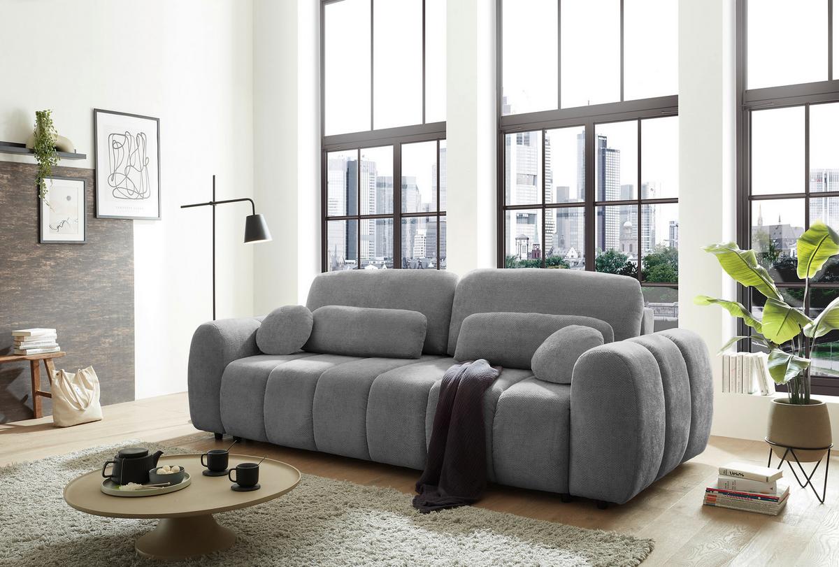 Schlafsofa Bubble Grau B: 256 Cm - Schwarz/Grau, Design, Textil (256/76/112cm) - MID.YOU