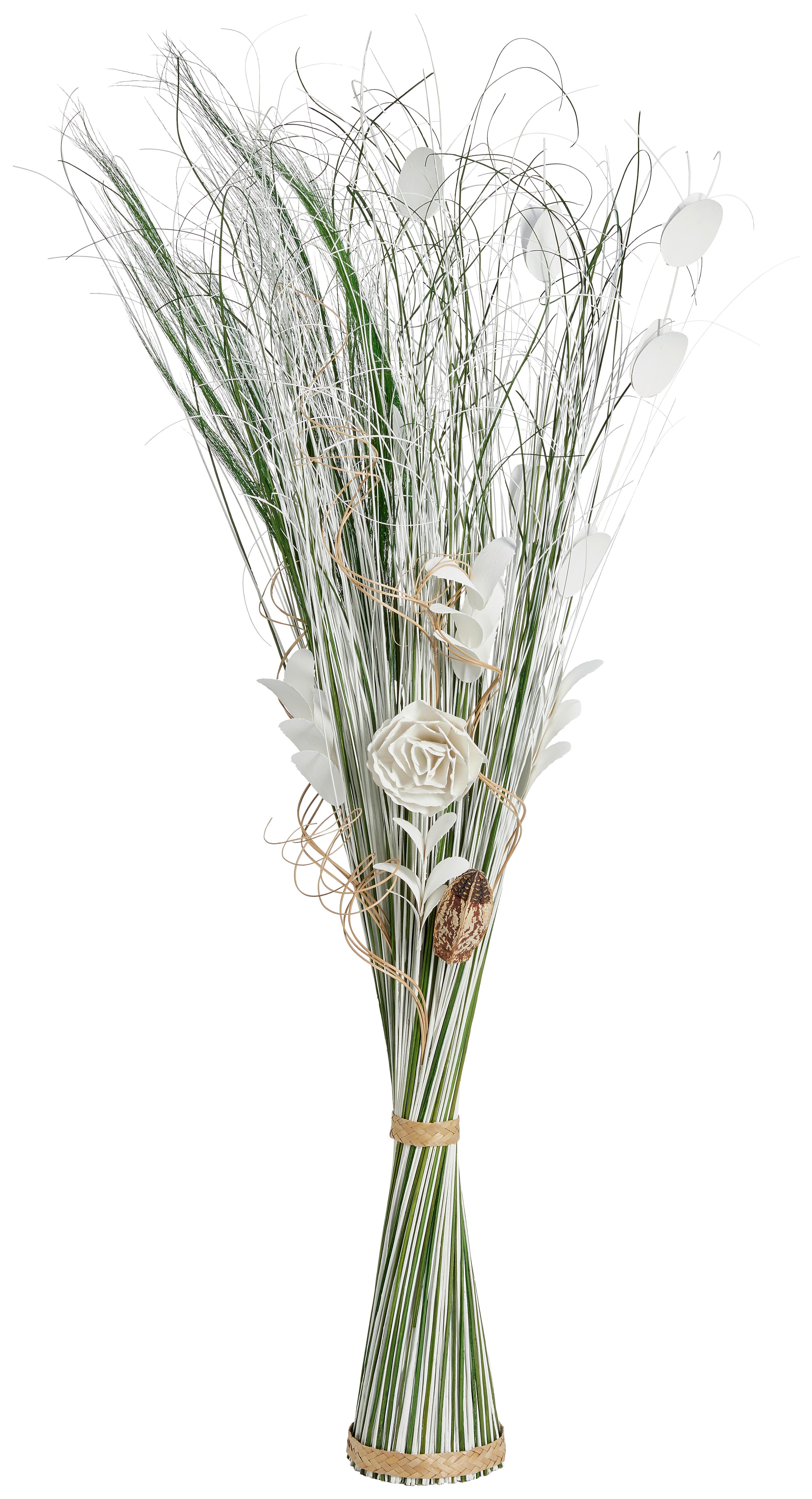 Dekostrauß Luise - Weiß/Grün, KONVENTIONELL, Naturmaterialien/Holz (100cm) - James Wood