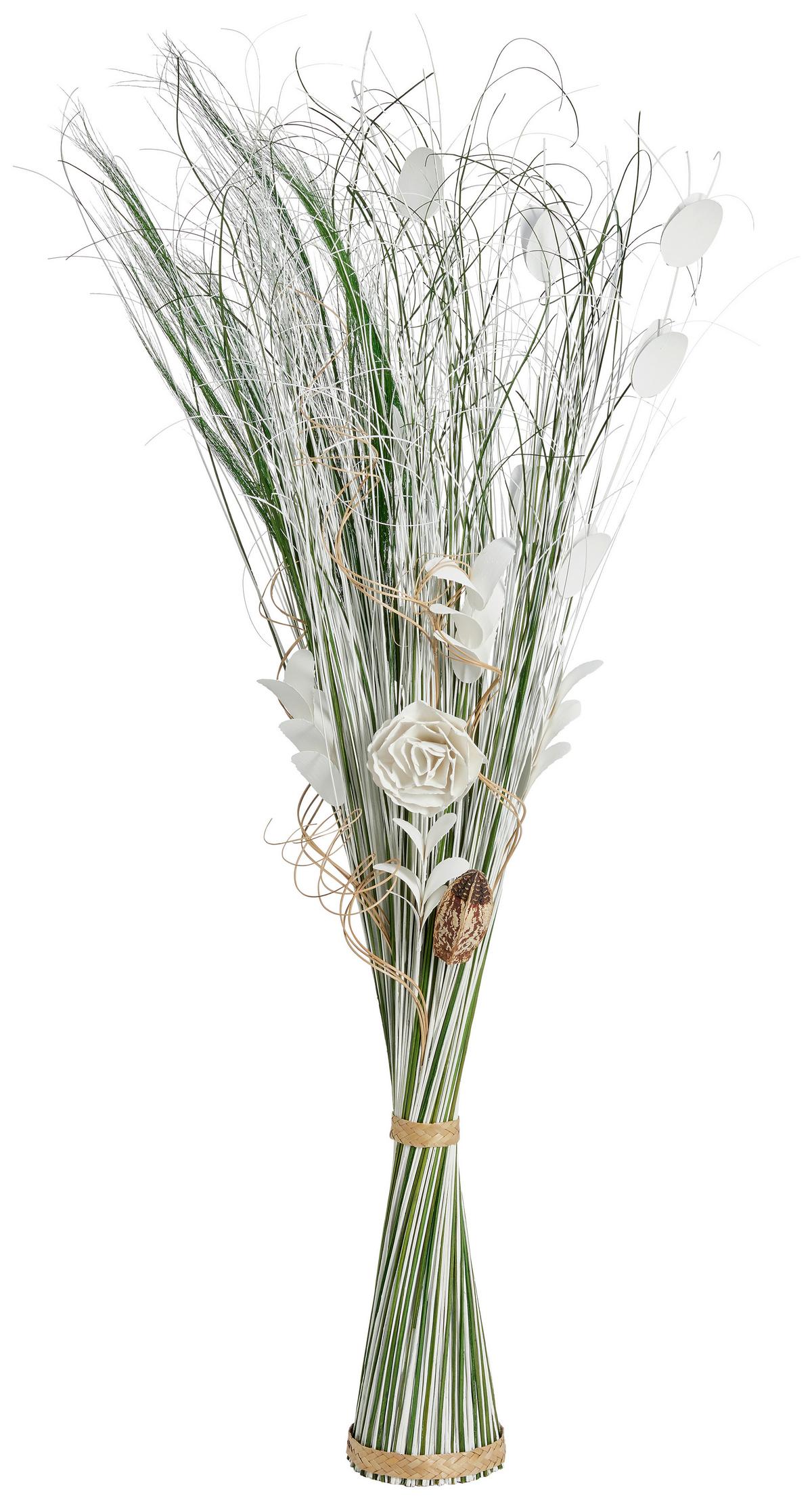 Dekostrauß Luise - Weiß/Grün, KONVENTIONELL, Naturmaterialien/Holz (100cm) - James Wood