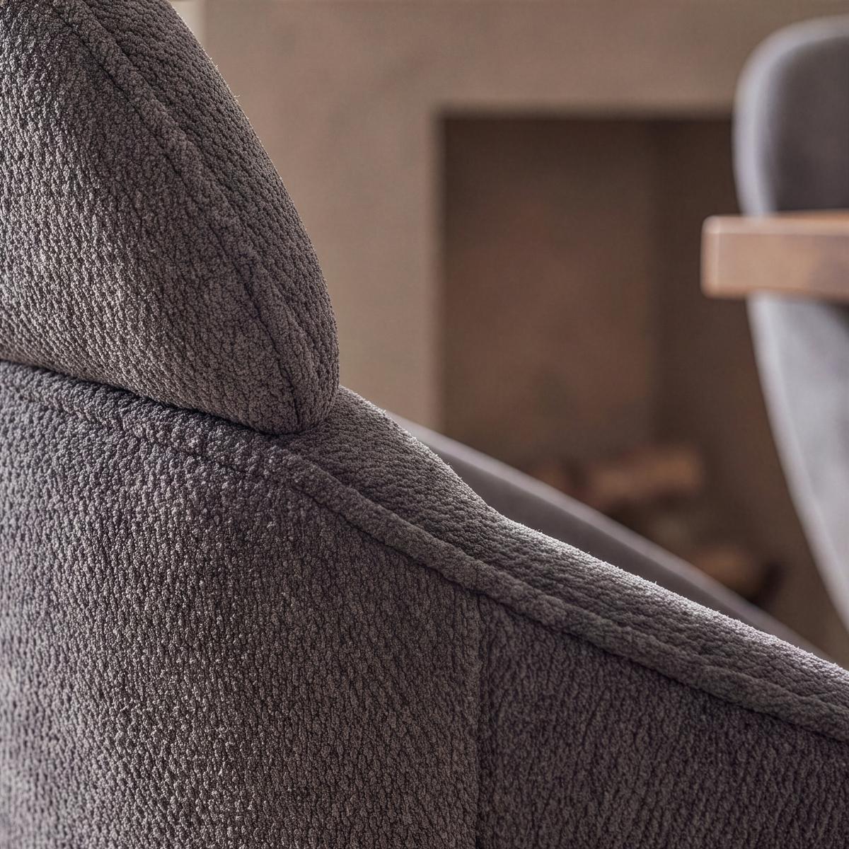 Stolička s podrúčkami Maira, tmavosivá, s látkovým poťahom - čierna/tmavosivá, Modern, kov/textil (59,5/93/66cm) - Bessagi Home