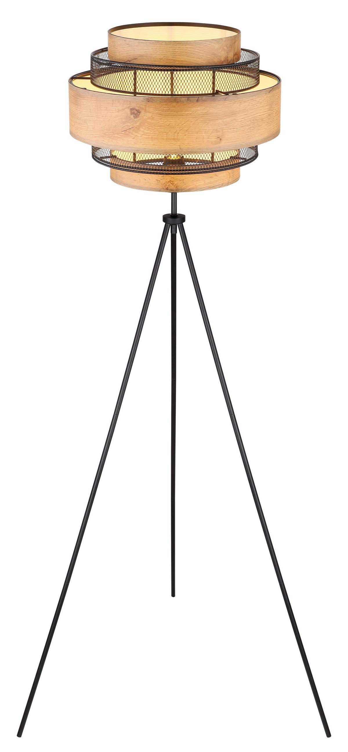 Stehleuchte 15650s - Schwarz/Braun, Design, Holzwerkstoff/Metall (60/150cm) - Globo