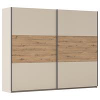 Skříň s posuv. dveřmi ELMAU šampanská/dub Artisan - dub artisan/šampaňská, Konvenční, kov/kompozitní dřevo (261/210/59cm) - Premium Living