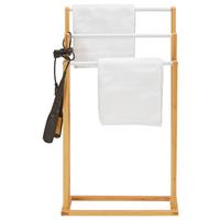 Držák na ručníky ANNI II -EXKLUSIV- - bílá/přírodní barvy, Moderní, kov/dřevo (46/82/24cm) - Mömax