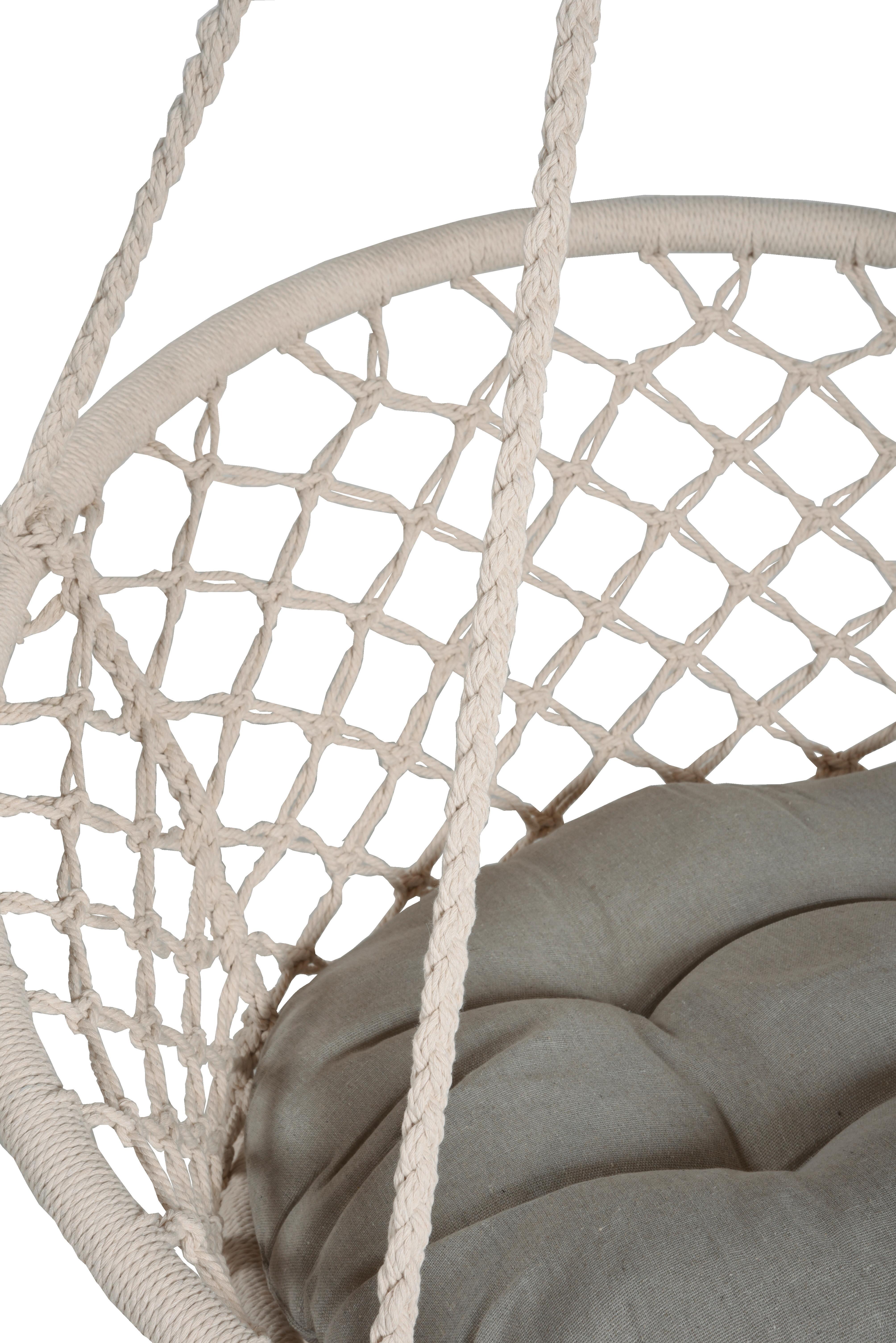 Hängesessel Barbuda Weiß mit Kissen - Weiß, Basics, Kunststoff/Textil (60/125/80cm)