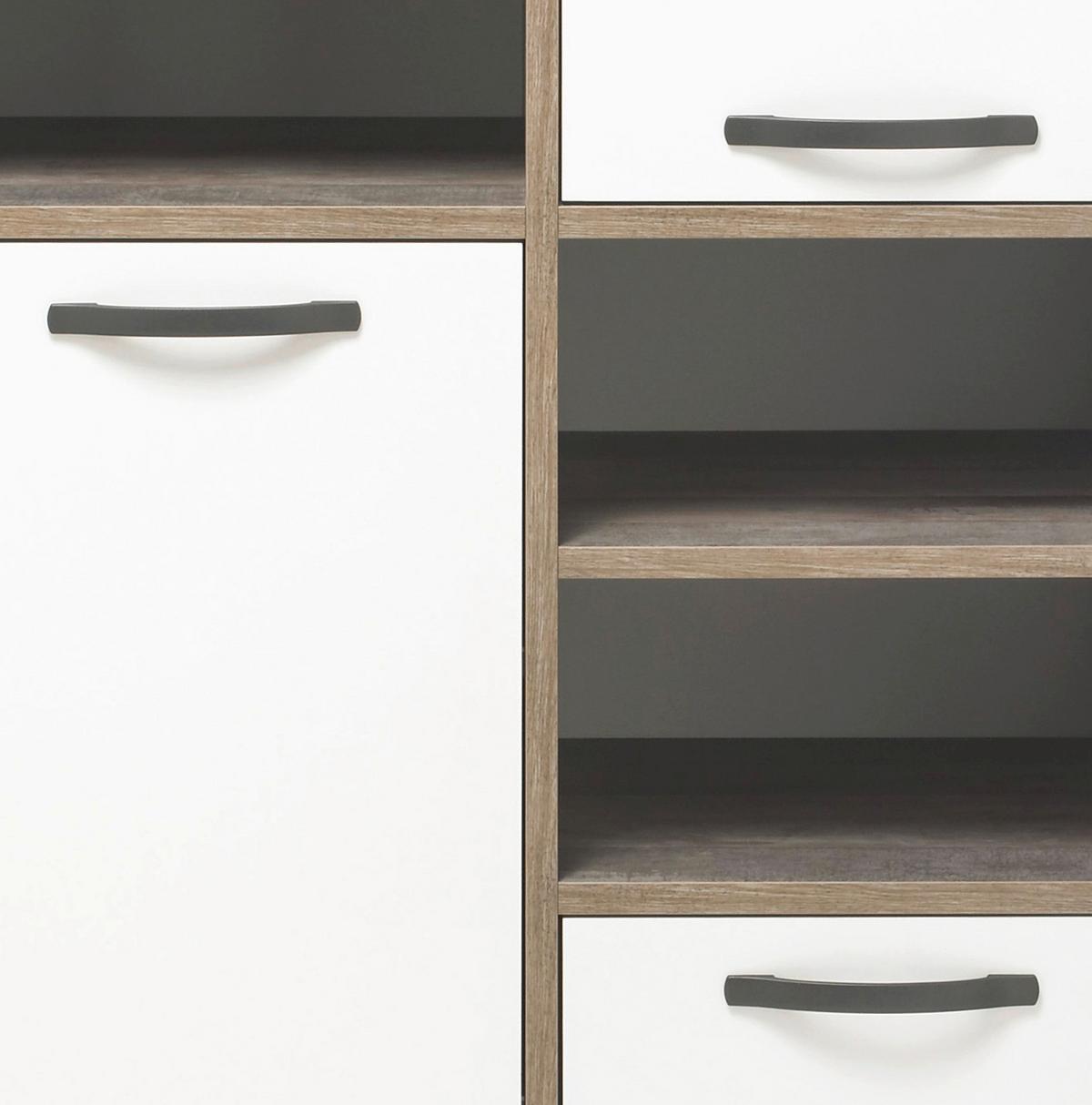 Vysoká komoda MOON - hnedá/sivá, Modern, kompozitné drevo/plast (95/146/46cm) - MID.YOU