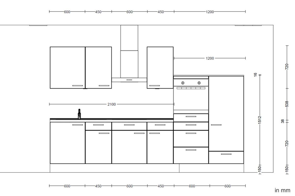Küchenleerblock Easytouch Low-Line, L8 Rechts - Eichefarben/Rot, MODERN, Holzwerkstoff (330cm) - Nobilia