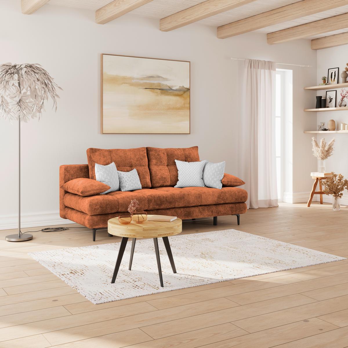 Schlafsofa Perla Terracotta B: 203 cm - Terracotta/Schwarz, KONVENTIONELL, Textil (203/94/96cm)