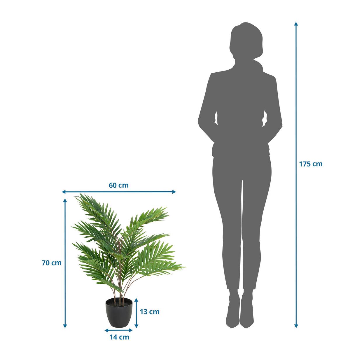 Kunstpflanze Areca - Schwarz/Braun, Basics, Kunststoff/Textil (60/70/60cm) - MID.YOU