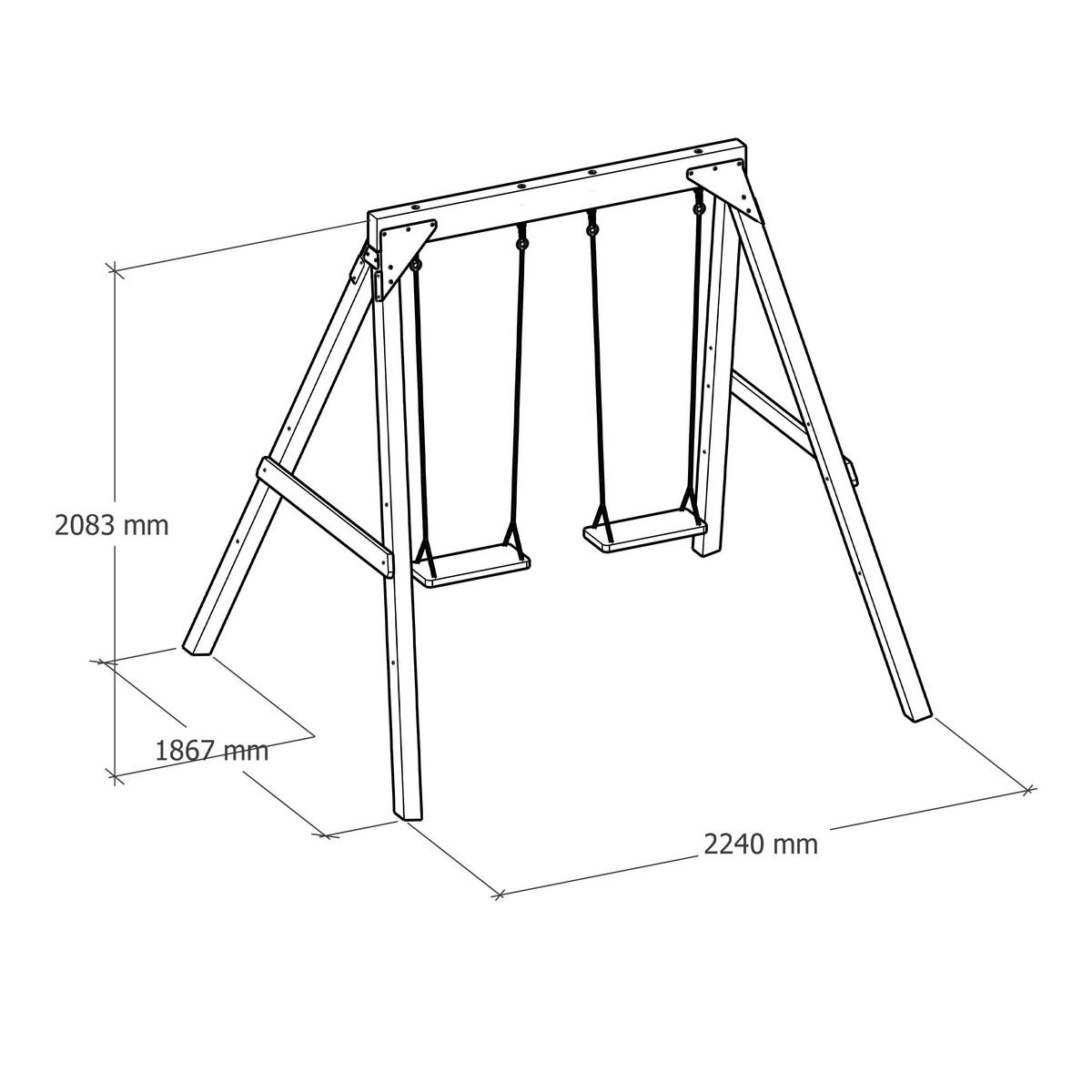 Schaukel A030.511.00 - Braun, KONVENTIONELL, Holz/Metall (224/208/186cm) - Ambia Garden