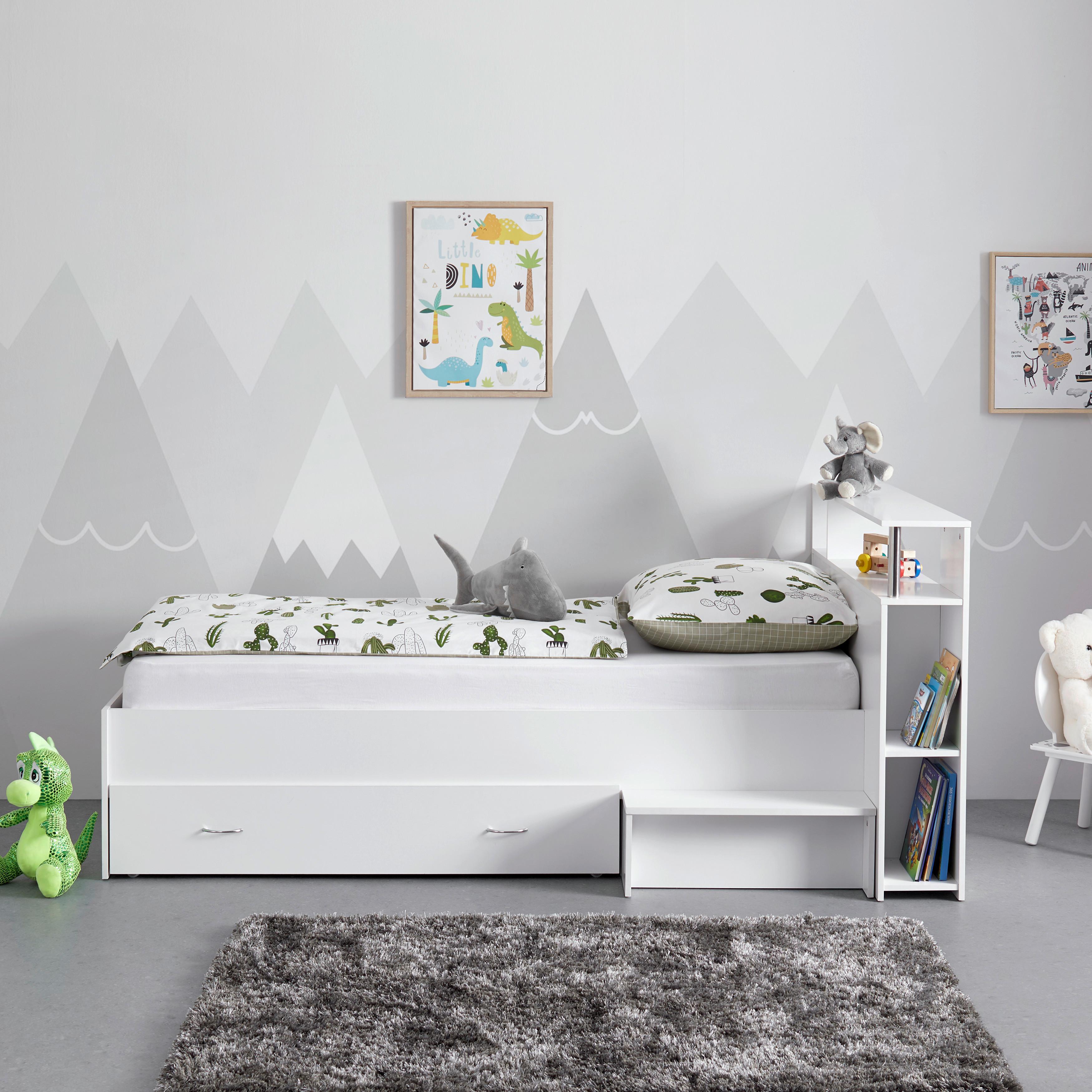 Detská/junior Posteľ Nika - biela, Moderný, kompozitné drevo (120/98,5cm) - Bessagi Home