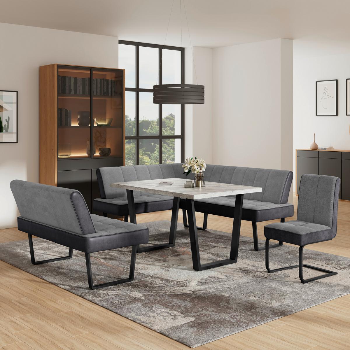 Schwingstuhl Pag - Hellgrau/Schwarz, KONVENTIONELL, Textil/Metall (49/91/60cm) - MID.YOU