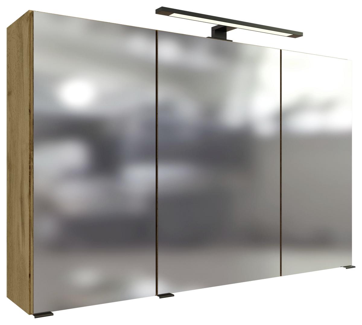 Badmöbel-set Manchester B: 100 Cm Eiche Wotan Dekor - Eichefarben/Weiß, MODERN, Keramik/Holzwerkstoff (100cm) - Held