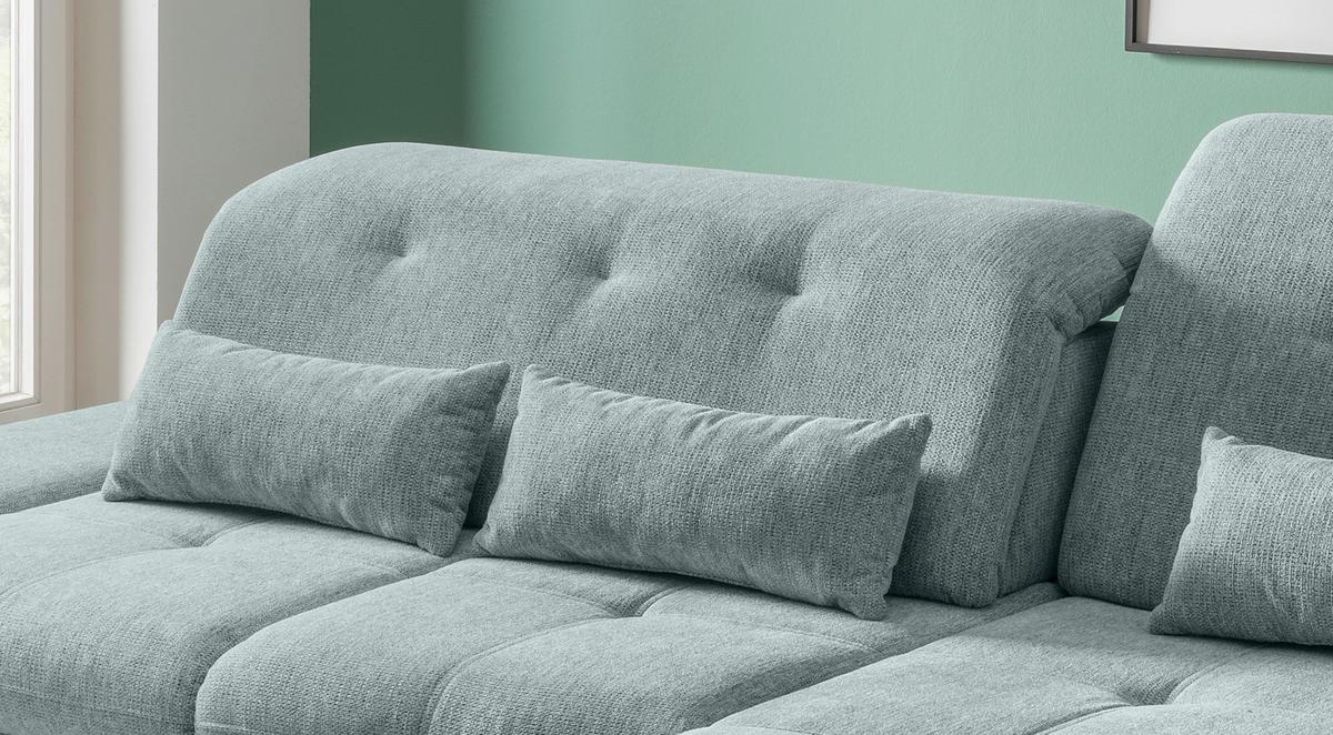Ecksofa Dalida Blau S: 300x196 cm - Chromfarben/Blau, Design, Textil (300/196cm) - Livetastic