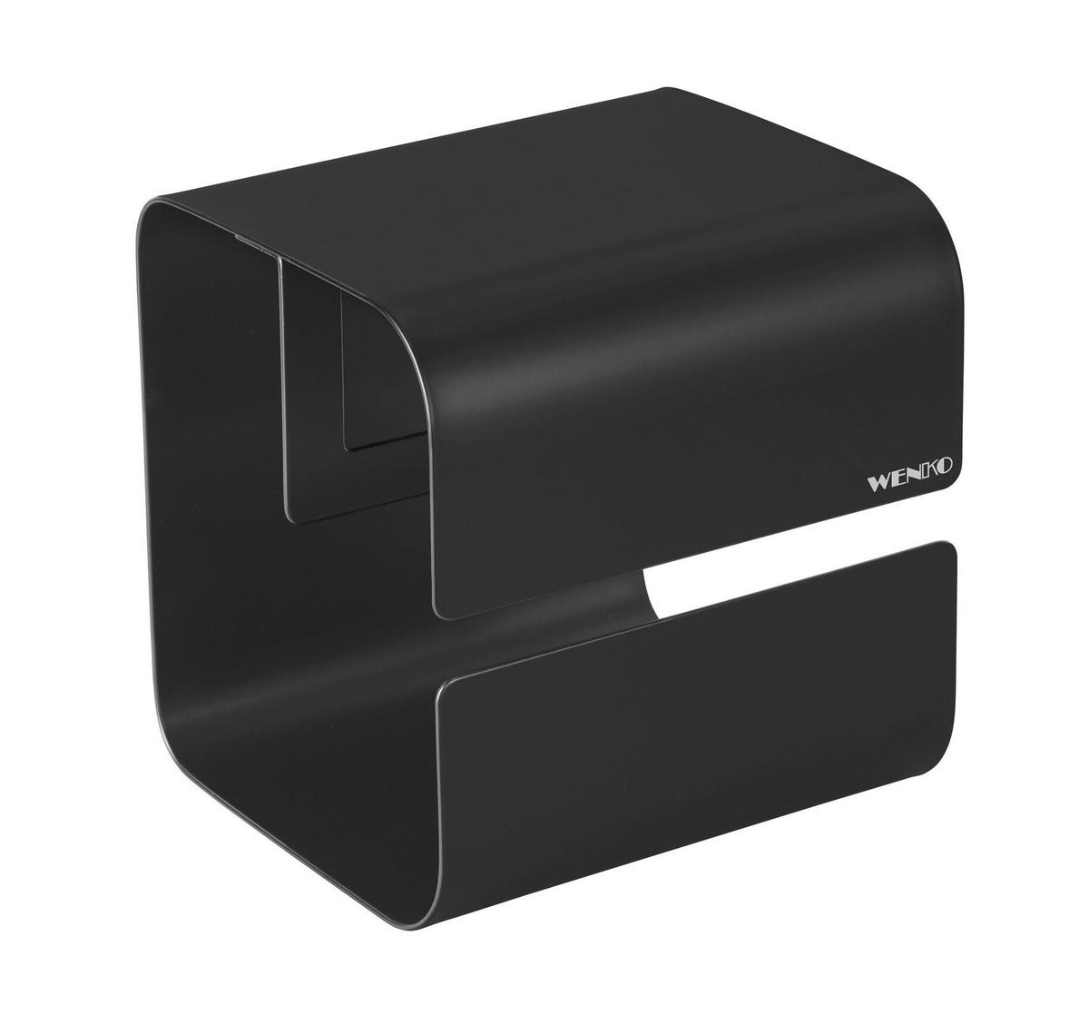 DRŽÁK NA TOALETNÍ PAPÍR TURBO-LOC LIZAN - černá, Moderní, kov (14/14,5/13,7cm) - Mömax