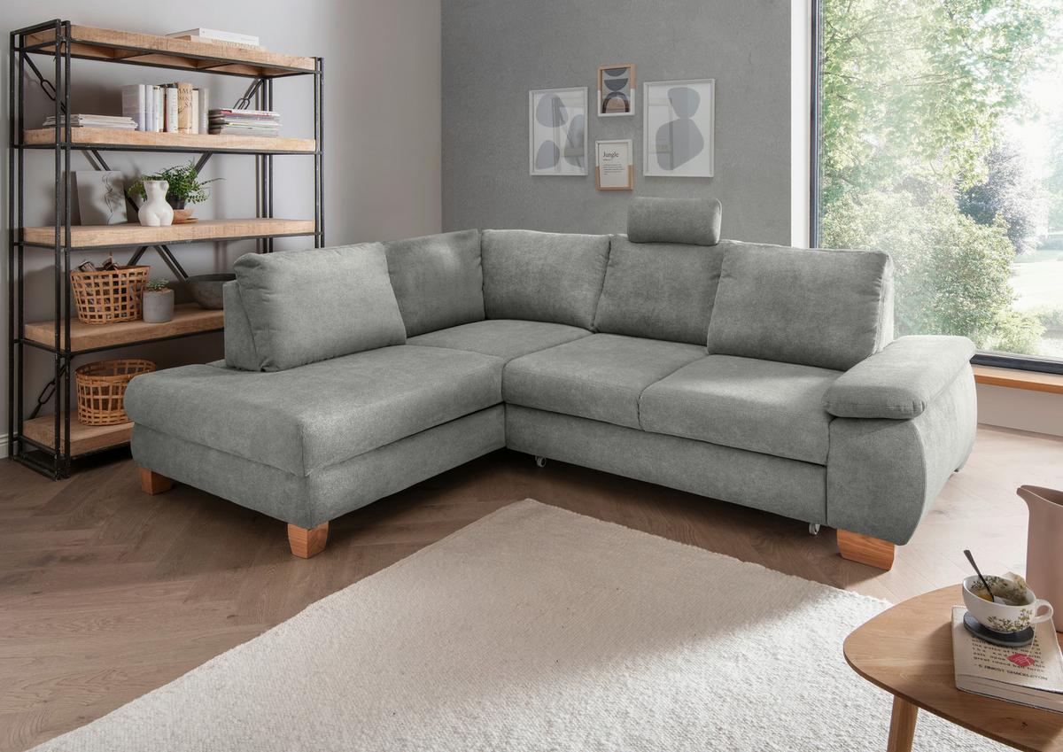 Eckschlafsofa Positano Hellgrau S: 206x261 Cm - Wildeiche/Hellgrau, MODERN, Textil (206/261cm) - Livetastic