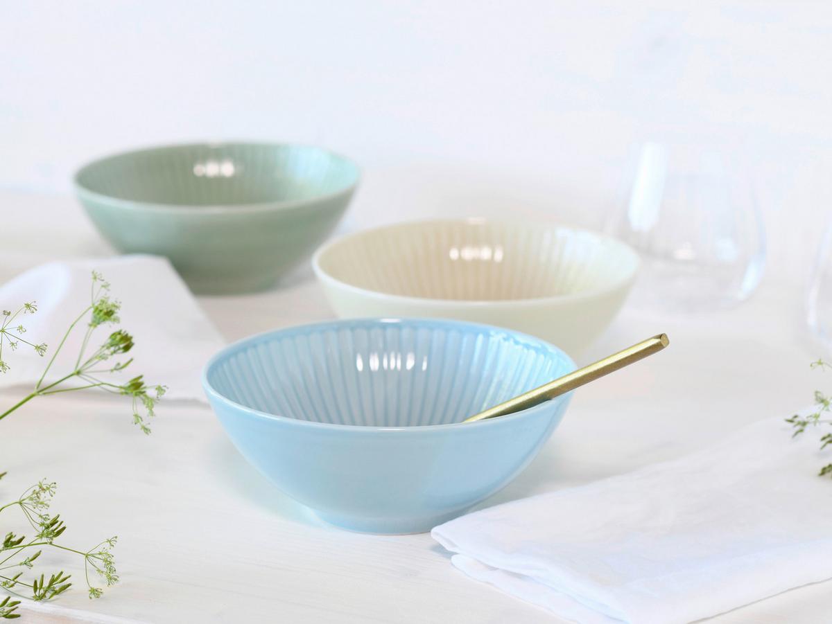 Schüsselset Valencia 6--Teilig., Creme, Grün, Blau - Pastellblau/Pastellgrün, Basics, Keramik - Creatable