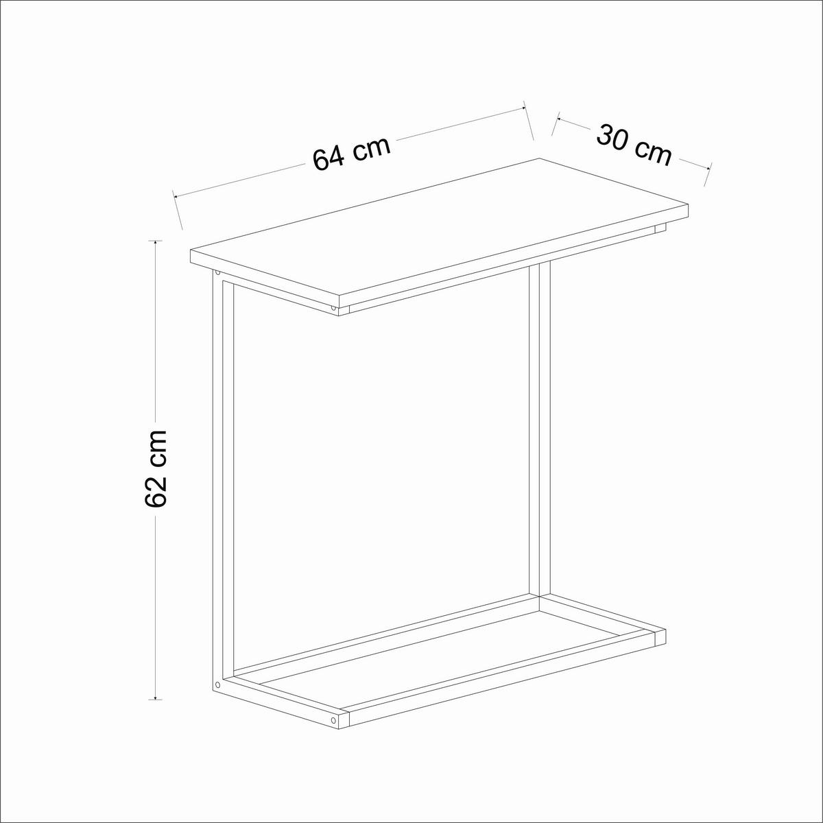 Beistelltisch Narin Weiß B: 64 cm - Schwarz/Weiß, Design, Holzwerkstoff/Metall (64/30/62cm) - Livetastic