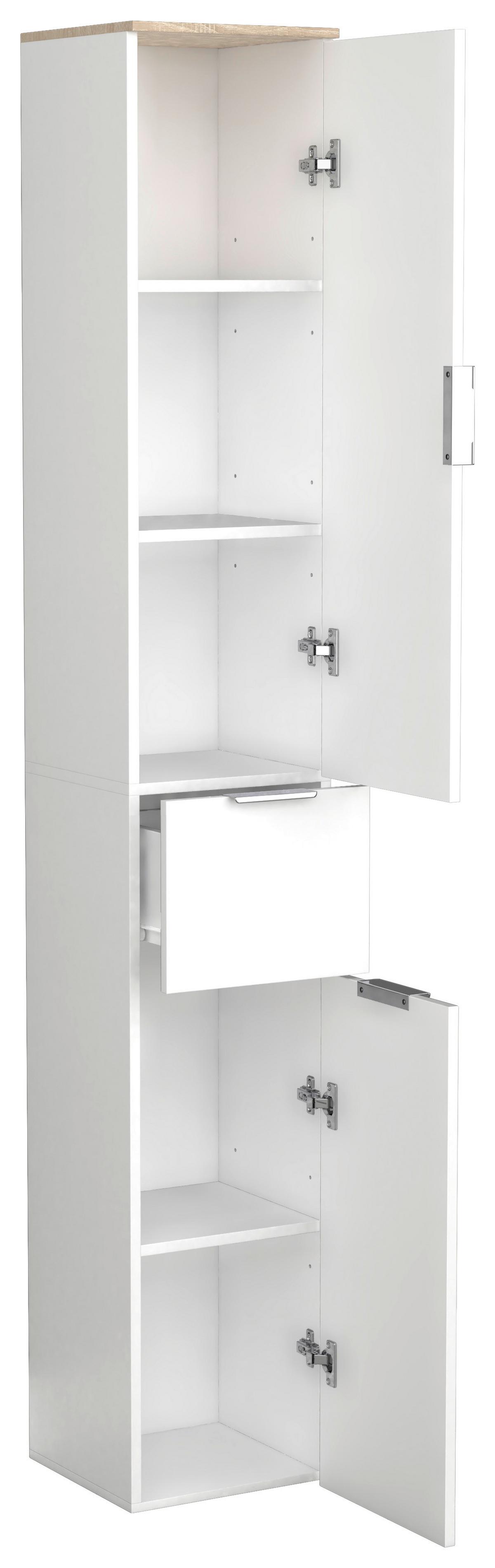 Hochschrank Donali Weiß/eiche Dekor B:30cm - Weiß/Sonoma Eiche, MODERN, Holzwerkstoff (30/190/30cm) - MID.YOU