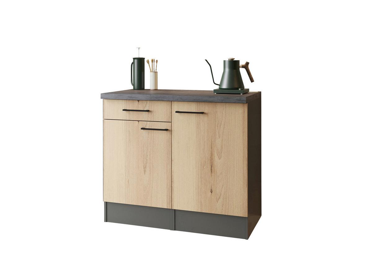 BUFFET Oliver, Grau Artisan B: 100cm - Eiche Artisan/Grau, Trend, Holzwerkstoff (100/90/60cm) - Respekta