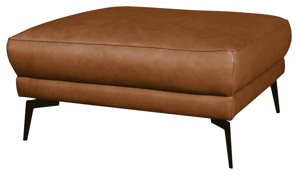 Hocker Spring, Cognac B: 96 cm - Cognac/Schwarz, Design, Leder (96/45/80cm) - Livetastic