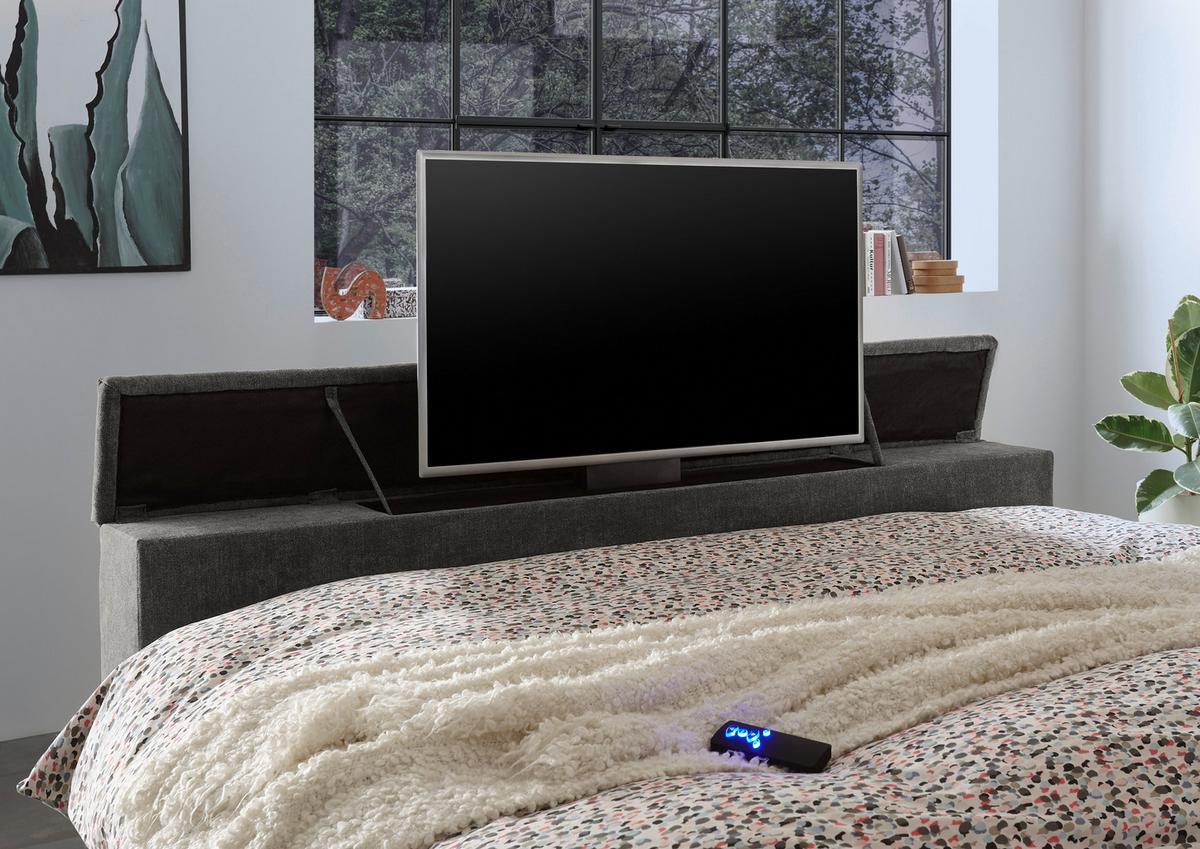 Boxspringbett Mit Topper 180x200 Cm Denver - Dunkelgrau, KONVENTIONELL, Textil (180/200cm) - Carryhome