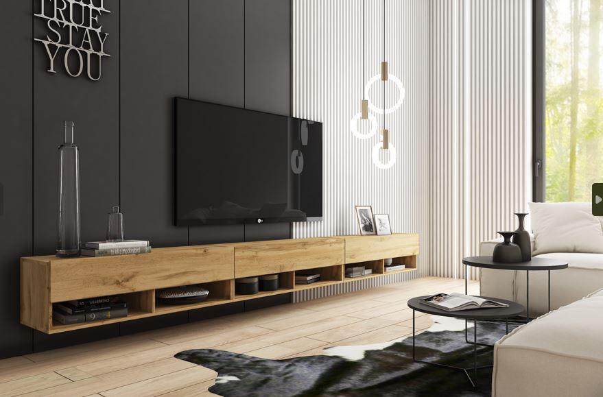 Nízka komoda s LED osvetlením - sivá/biela s vysokým leskom, Lifestyle, kompozitné drevo/plast (300/30/31cm) - P & B