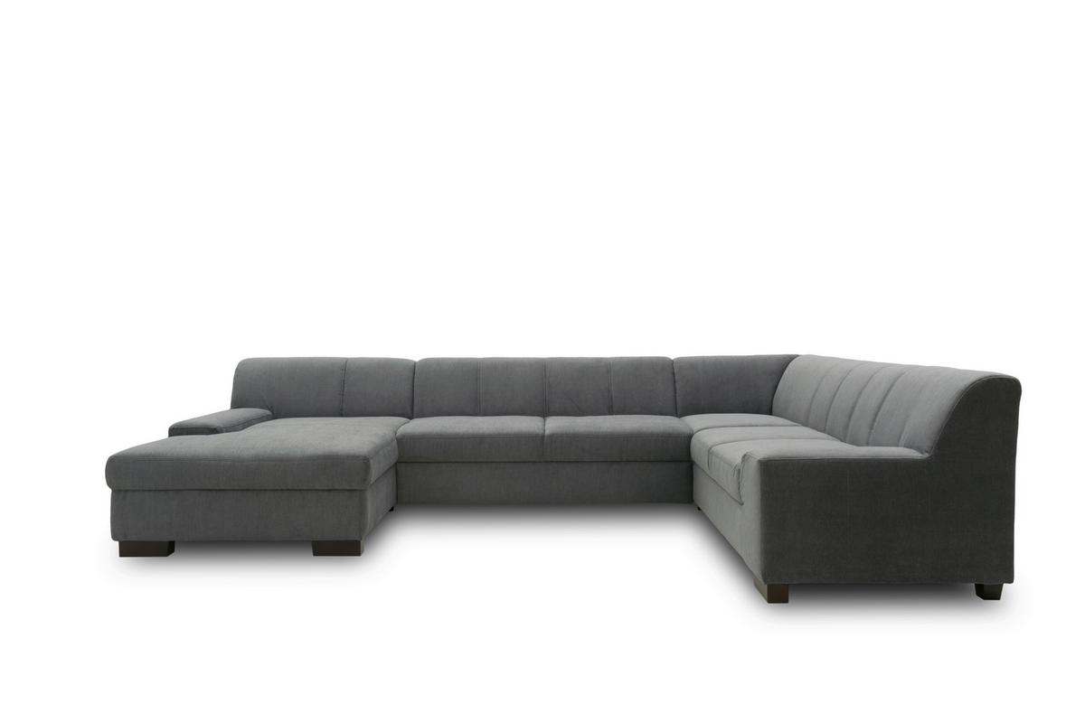 Wohnlandschaft Norma Mit Schlaffunktion Dunkelgrau - Wengefarben/Dunkelgrau, Design, Textil (153/328/212cm) - MID.YOU