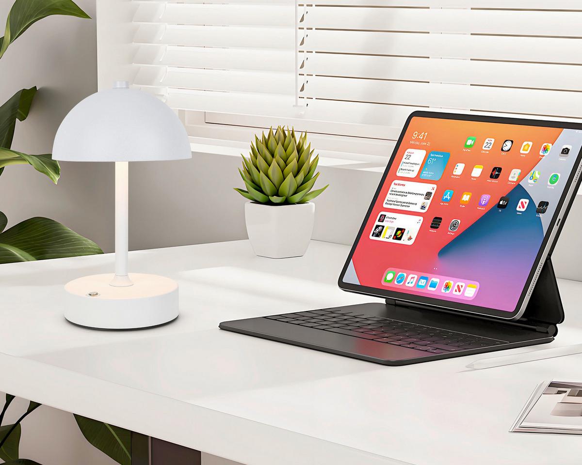 NABÍJATEĽNÁ STOLNÁ LAMPA JUMI - biela, Modern, plast (12/20cm) - Mömax