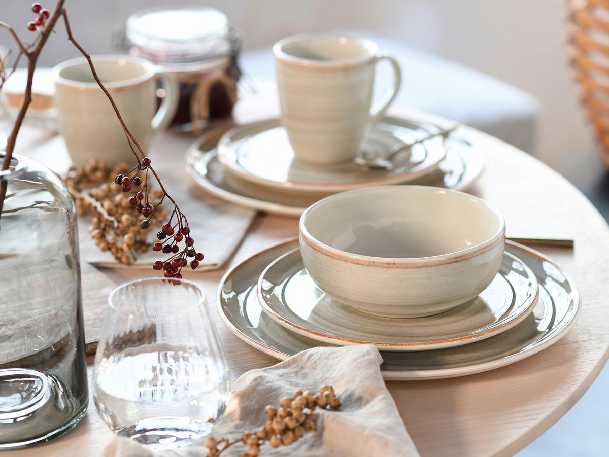 Kombiservice Caoba Steingut Creme/Sandfarben 16 -Teilig. - Sandfarben/Creme, Basics, Keramik - Creatable