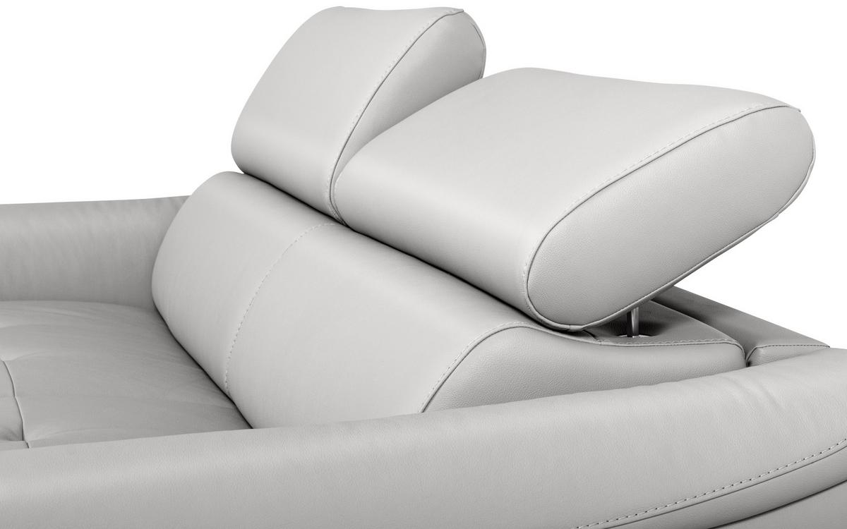 Schlafsofa Pafos Platinfarbe Lederlook, Rindsleder B: 203cm - Platinfarben, Design, Leder/Textil (203/77-98/103cm) - MID.YOU