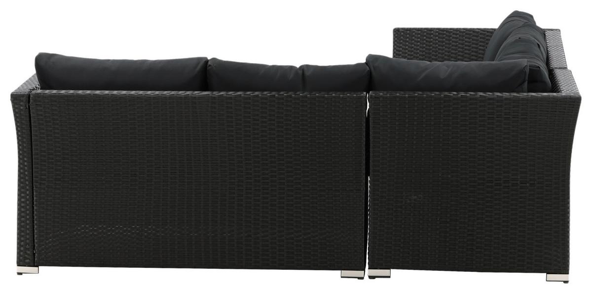 Loungegarnitur 4-tlg Haiti Aus Kunststoff Mit Kissen - Schwarz, KONVENTIONELL, Kunststoff - Gardenson