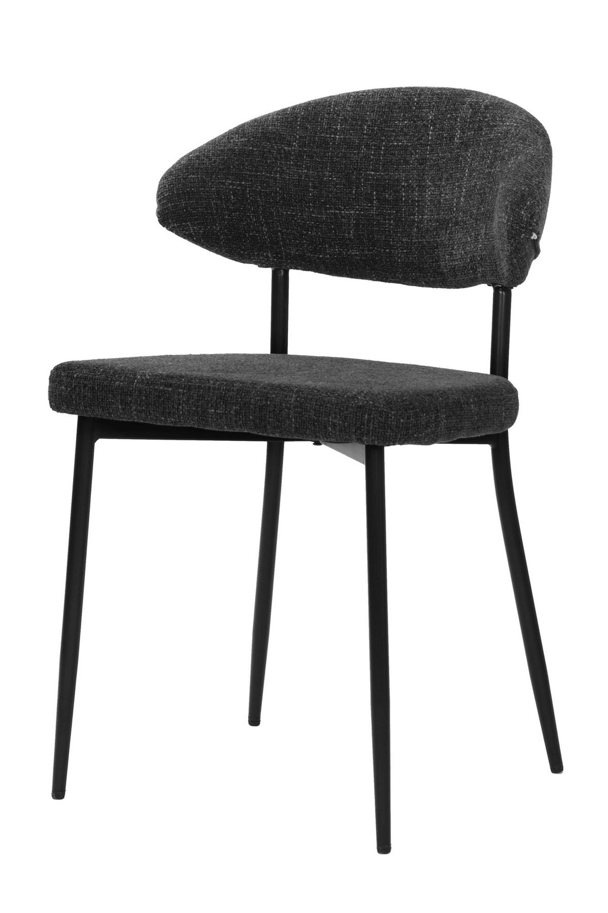 STUHL-SET Schwarz/Dunkelgrau 2-teilig - Dunkelgrau/Schwarz, MODERN, Textil/Metall (56/82/53cm) - MID.YOU