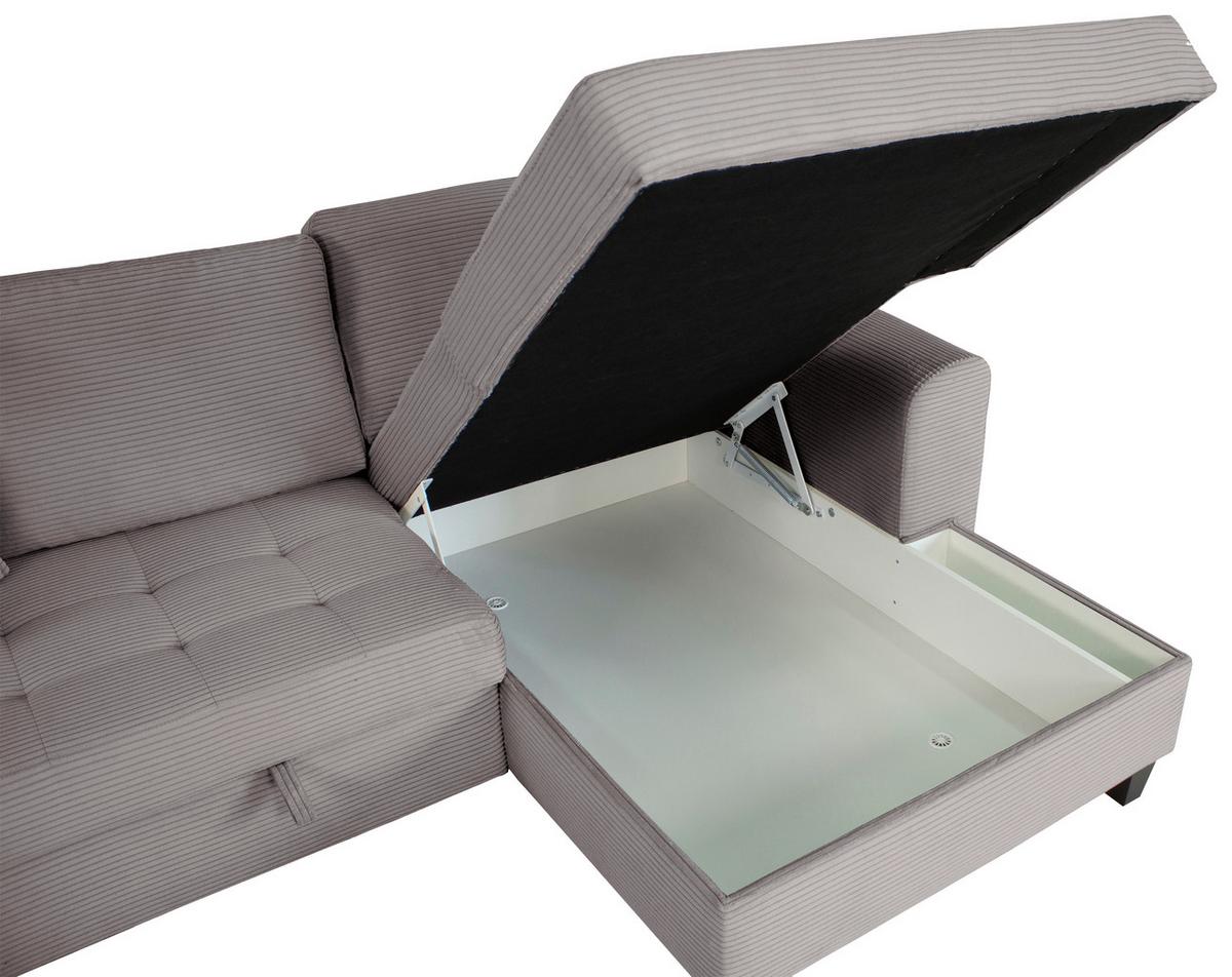 Ecksofa Moritz Grau S: ca. 265x155 cm - Grau, Trend, Textil (265/155cm)