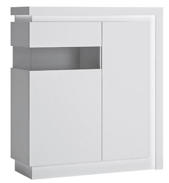 Highboard Lyon - Weiß Hochglanz/Weiß, Trend, Glas/Holzwerkstoff (107,5/123,6/42cm)