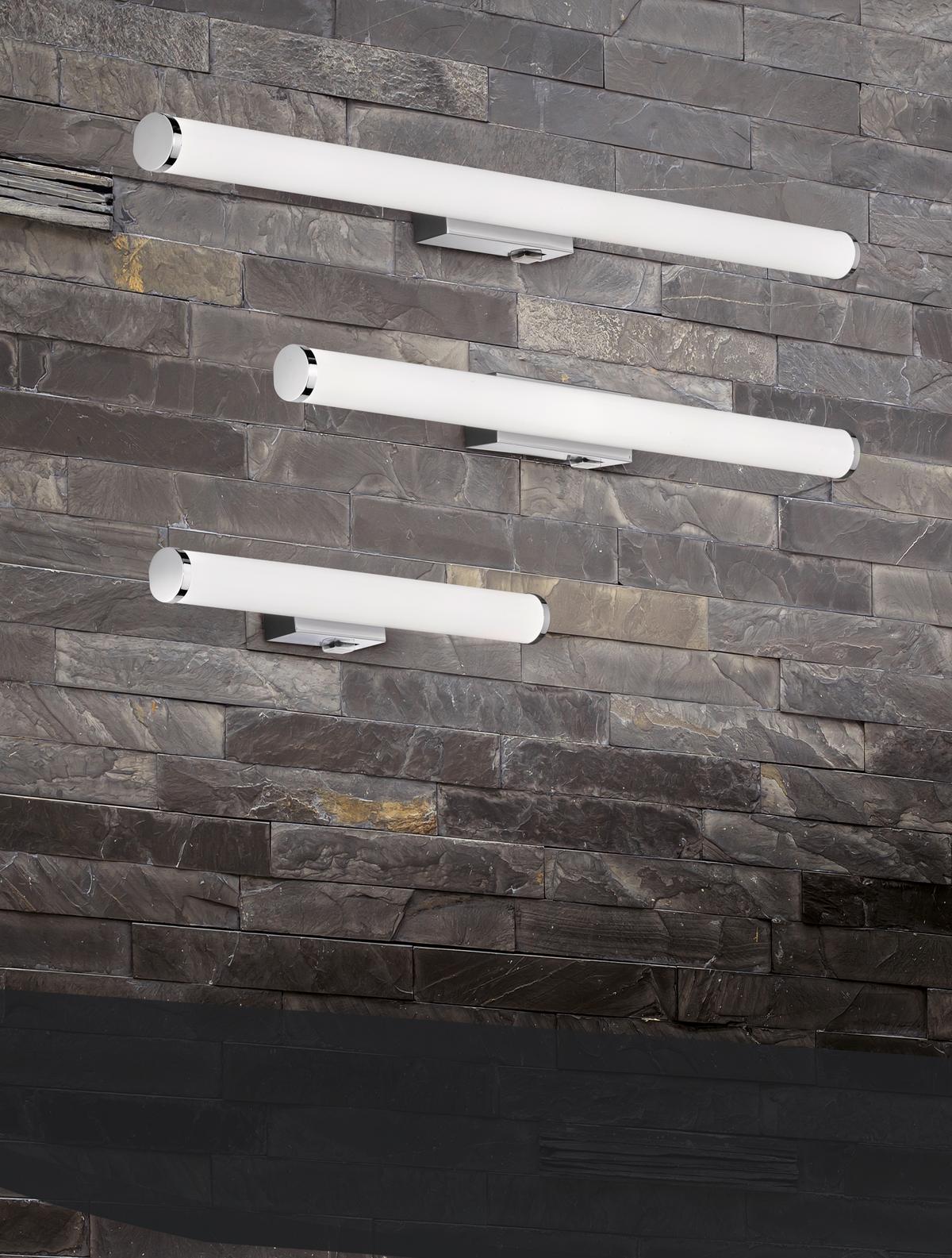 Led Bad-Wandleuchte Mattimo Ip44 mit Schalter, 1-Flammig - Chromfarben/Weiß, Basics, Kunststoff/Metall (80/5,5cm) - Trio Leuchten