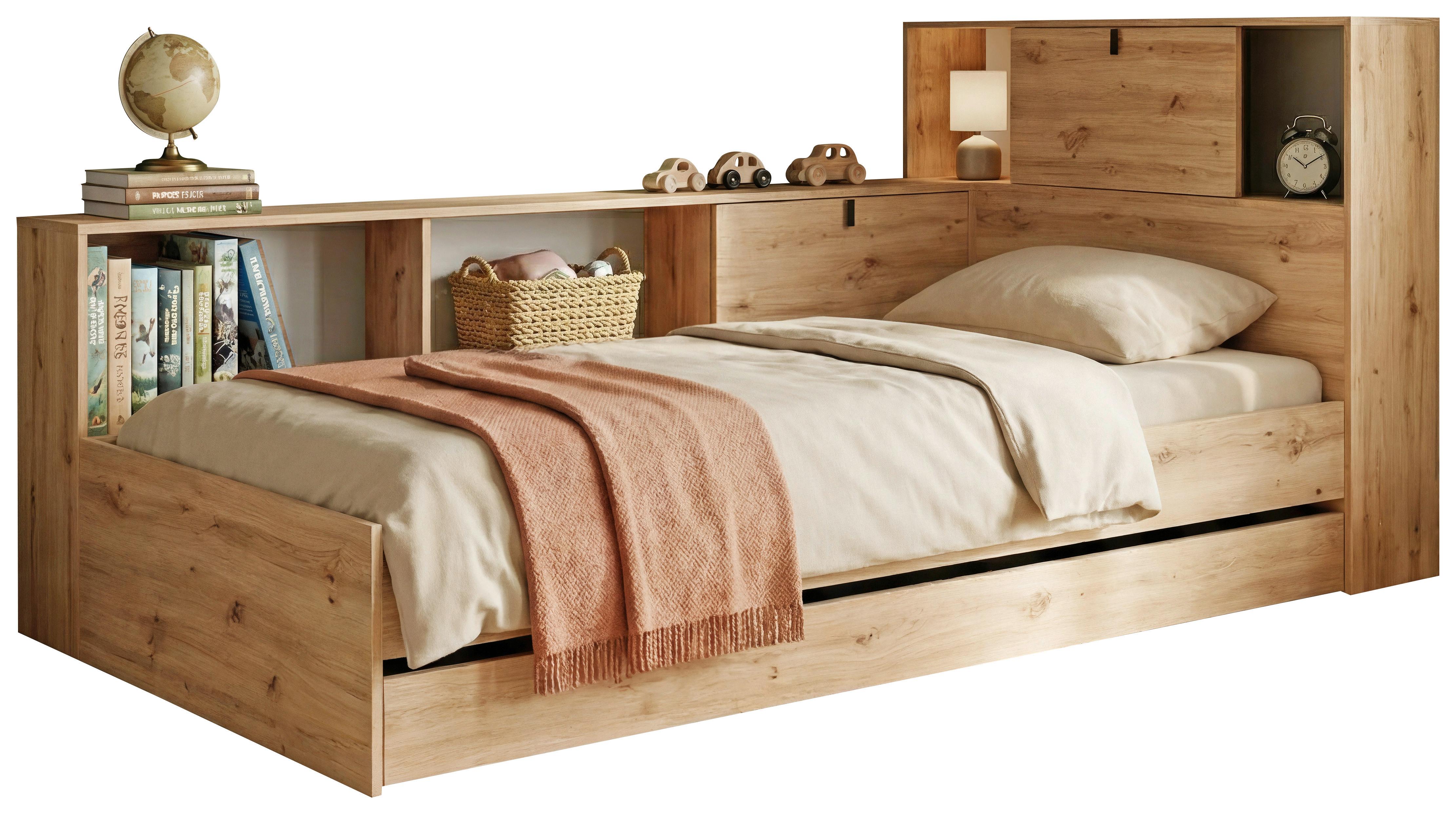 Stauraumbett VIVO Eiche Artisan Dekor 90x200 cm