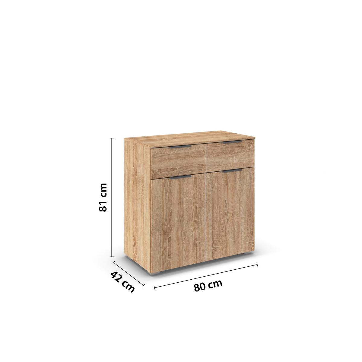 Kommode Alabama Sonoma Eiche B: 80 Cm - Alufarben/Sonoma Eiche, MODERN, Holzwerkstoff (80/81/42cm) - Rauch Möbel