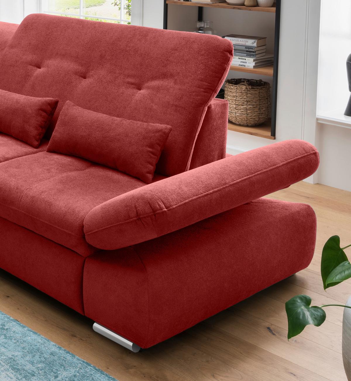 Ecksofa Dalida Rot S: 254x280 Cm - Chromfarben/Rot, MODERN, Textil (254/280cm) - Livetastic
