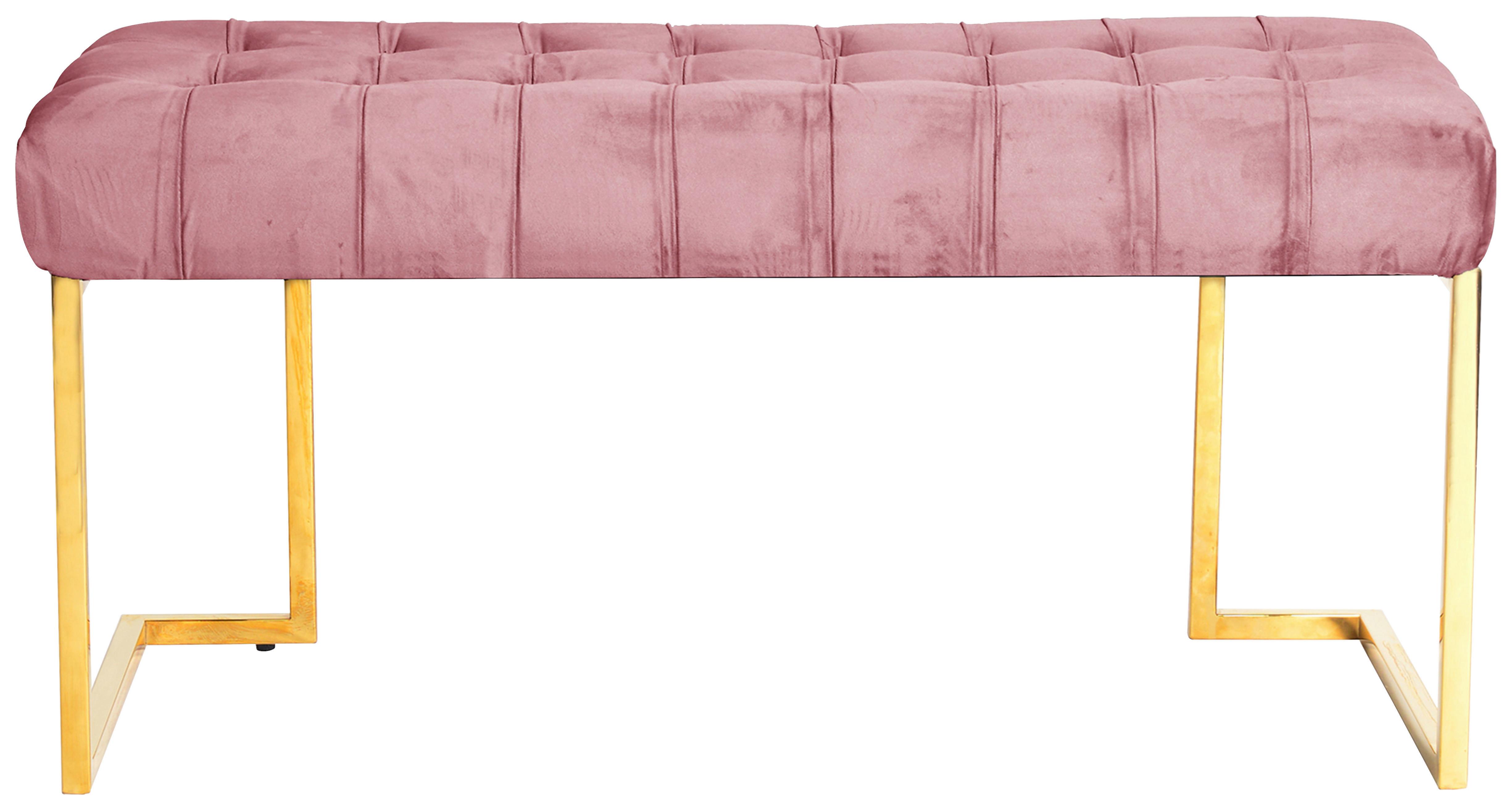 Lavica staroružová - zlatá/staroružová, Design, kov/textil (47/48/100cm) - MID.YOU