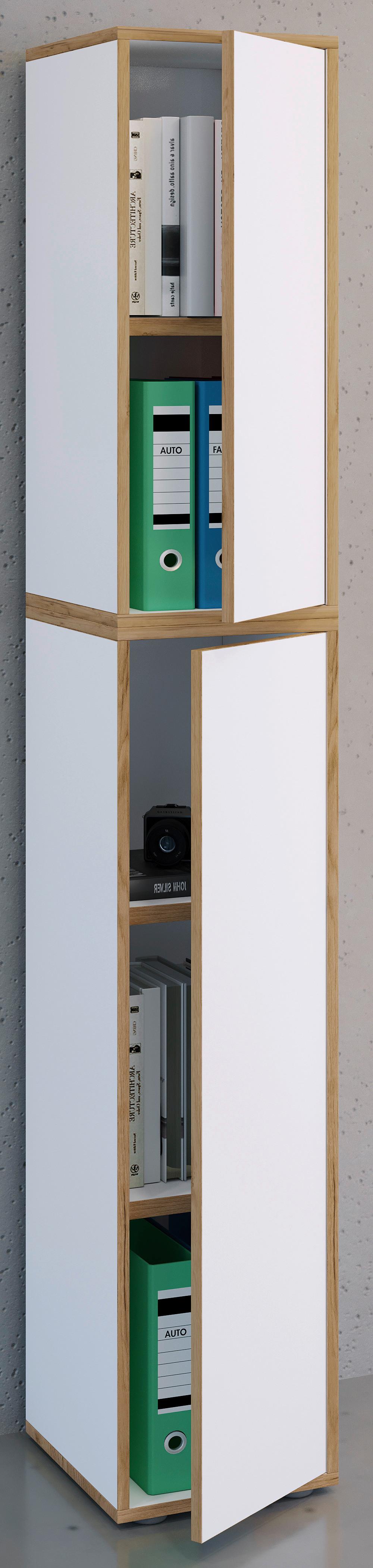 Aktenschrank Salia Weiß, Honigeiche B: 30 cm - Honigeiche/Weiß, Design, Holzwerkstoff (30/183/33cm) - MID.YOU