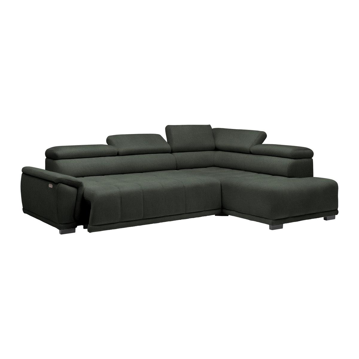 Rohová sedačka GRINALDI, pravá, tmavozelená - čierna/tmavozelená, Modern, textil/plast (283/206cm) - Premium Living