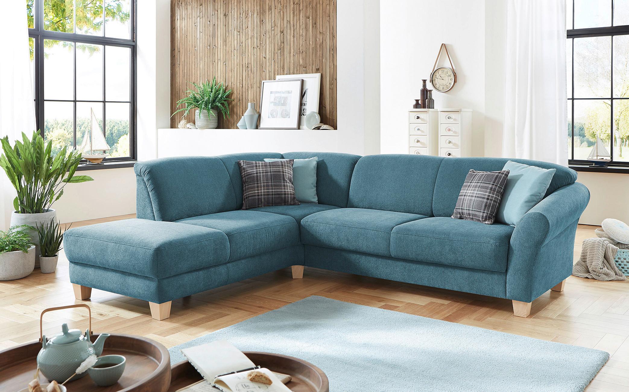 Ecksofa Gotland petrol, 212x257 cm - Petrol/Naturfarben, KONVENTIONELL, Textil (212/257cm) - Sit & More