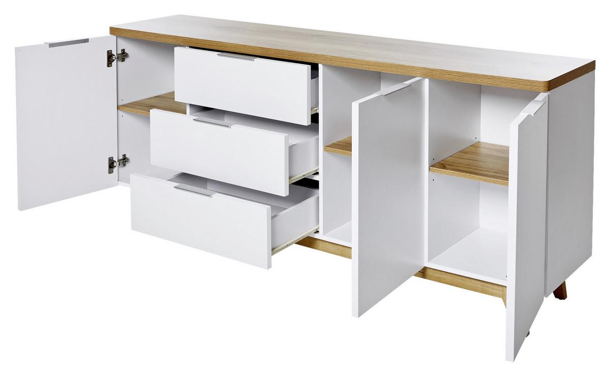 Sideboard 180 cm Libre Sb 180 Weiß/Eichefarben - Eichefarben/Weiß, KONVENTIONELL, Holzwerkstoff (180/77/39cm) - Livetastic