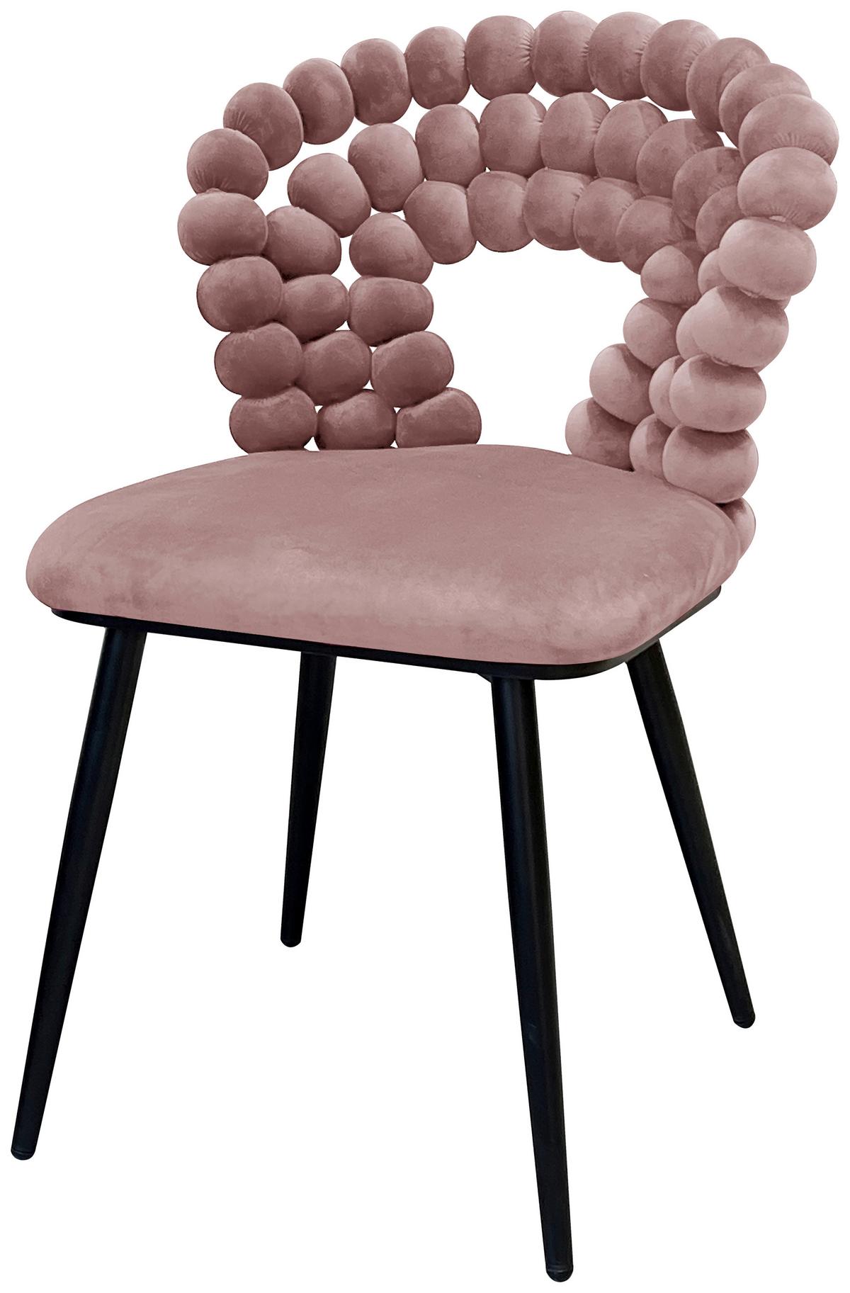 Stolička LIA zamat ružová - pink/čierna, Lifestyle, kov/drevo (55/85/62cm) - Mömax