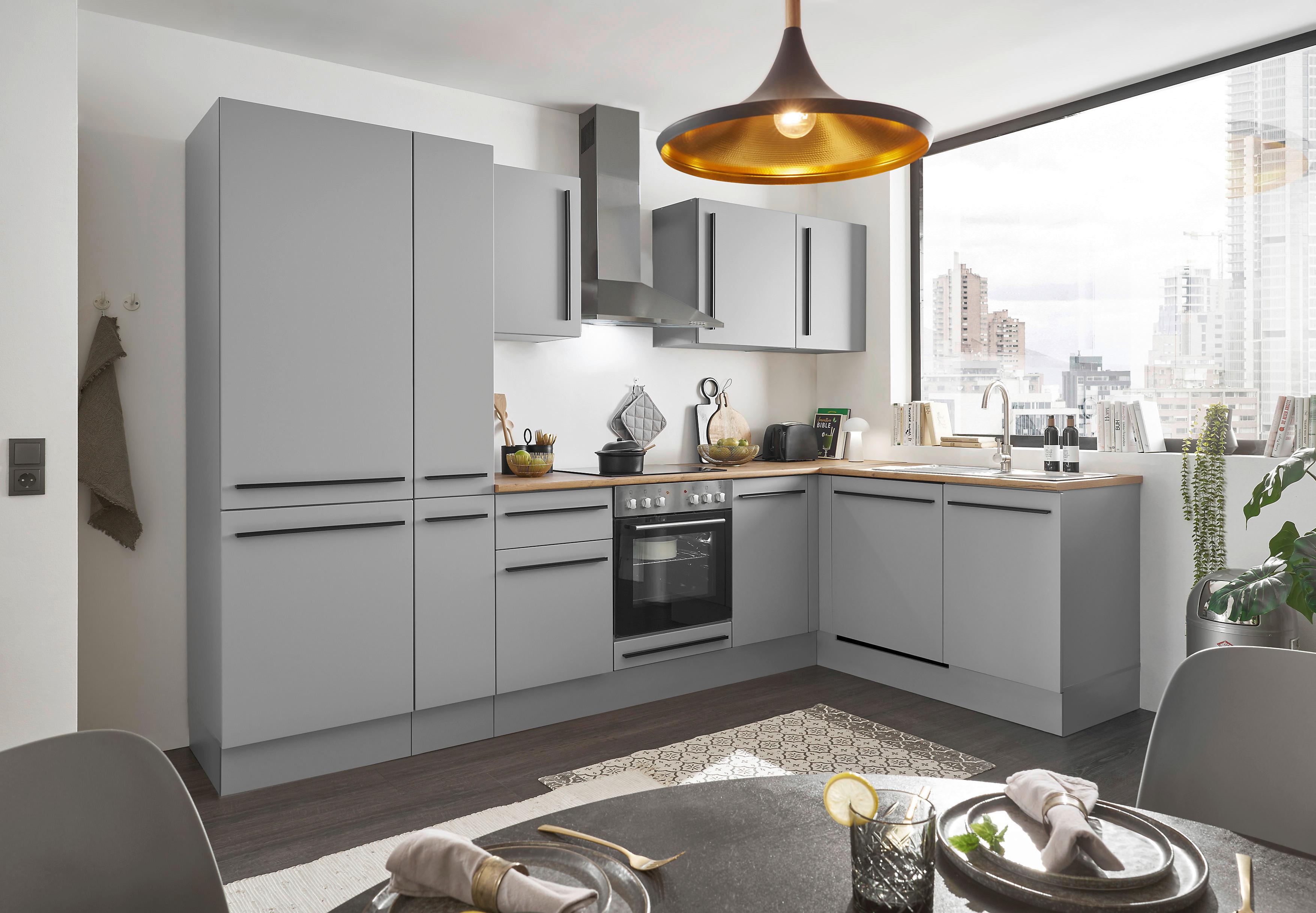 Eckküche Denver Grau/Eiche Dekor 310x175 cm - Eichefarben/Grau, Design, Holzwerkstoff (310/175cm) - MID.YOU