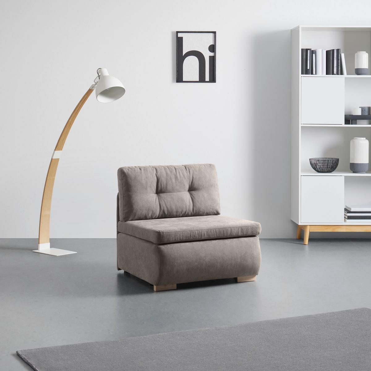 Rozkládací křeslo MODENA, cappuccino - černá/cappuccino, textil/plast (89/88/90cm) - Based