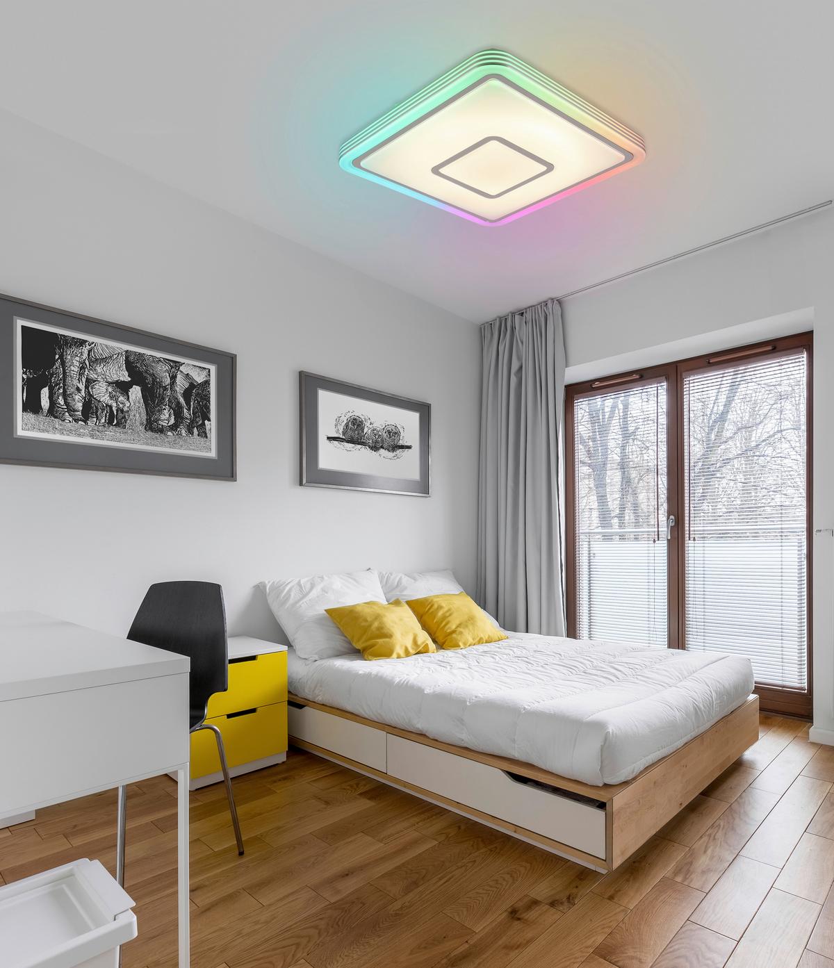 LED-Deckenleuchte Nadina - Chromfarben/Weiß, Design, Kunststoff/Metall (38/38/7cm) - Luca Bessoni