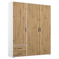 Drehtürenschrank Voyager Weiß,eiche Artisan B: 140 cm - Eiche Artisan/Weiß, MODERN, Holzwerkstoff (140/194/53cm) - Rauch Möbel