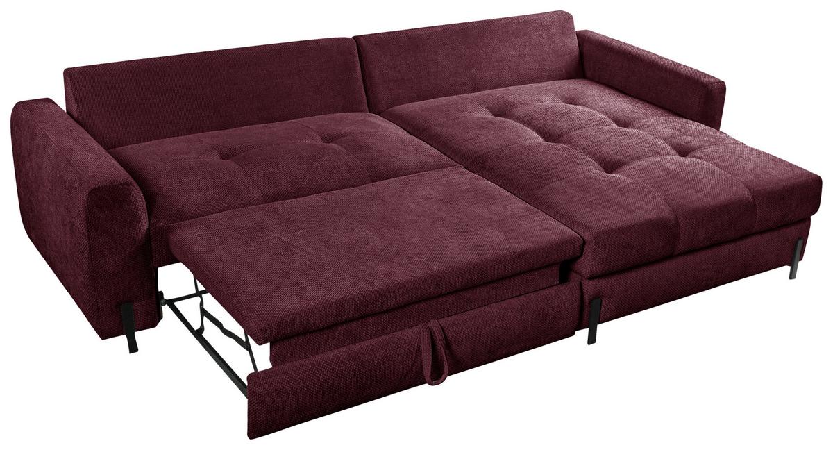 Ecksofa Naomi Bordeaux/Schwarz, 265 cm - Bordeaux/Schwarz, Design, Textil (265/162cm) - MID.YOU